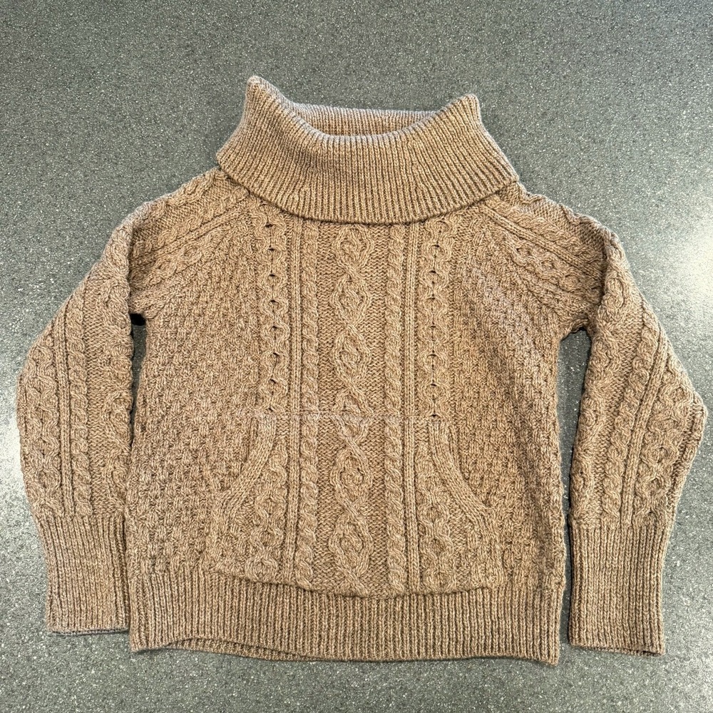 Orvis Women's 100.% Wool Made In Ireland‎ Cableknit Sweater Turtleneck Med